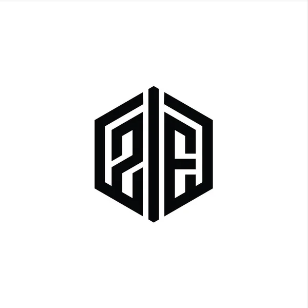 Písmeno Logo Monogram Šestiúhelník Tvar Připojením Obrysu Styl Návrhu Šablony — Stock fotografie