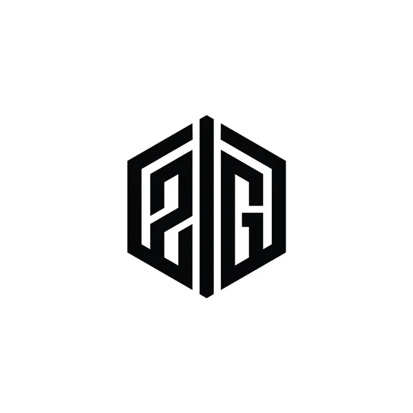 Harfi Logo Monogram Altıgen Biçimi Ile Ana Hatlı Biçim Tasarım — Stok fotoğraf
