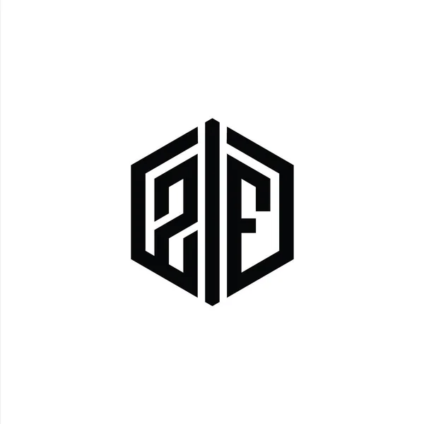 Betű Logo Monogram Hatszög Alakú Csatlakoztassa Körvonalazott Stílus Design Sablon — Stock Fotó