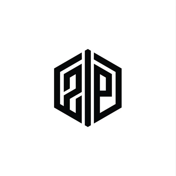 Letter Logo Monogram Hatszög Alakú Csatlakoztassa Körvonalazott Stílus Design Sablon — Stock Fotó