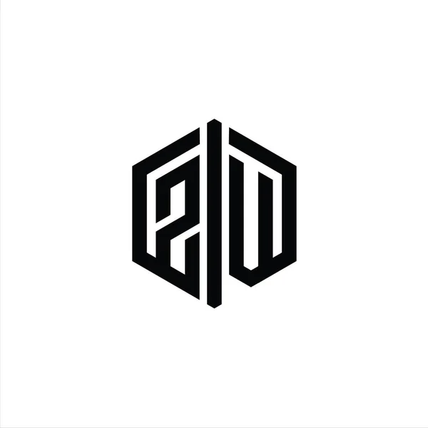 Brev Logotyp Monogram Hexagon Form Med Ansluta Kontur Stil Design — Stockfoto
