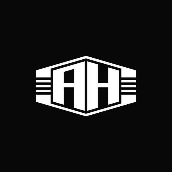 Harfi Logo Monogram Altıgen Amblem Şekli Çizgili Ana Hat Biçim — Stok fotoğraf