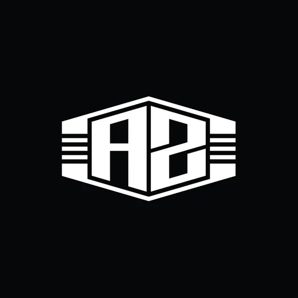 Çizgili Hatlar Tasarım Şablonuyla Harfi Logo Monogram Altıgen Amblemi Şekli — Stok fotoğraf