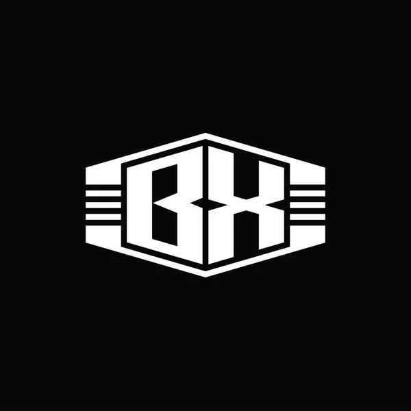 Çizgili Hatlar Tasarım Şablonu Ile Harfi Logo Monogram Altıgen Amblemi — Stok fotoğraf