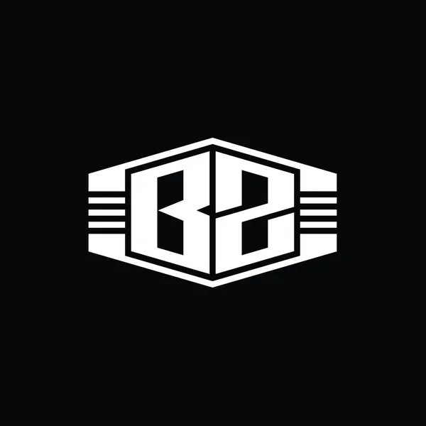 Çizgili Tasarım Şablonu Olan Harfi Logo Monogram Altıgen Amblemi — Stok fotoğraf