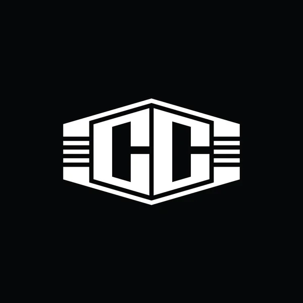 Letter Logo Monogram Hexagon Emblem Form Med Ränder Kontur Stil — Stockfoto