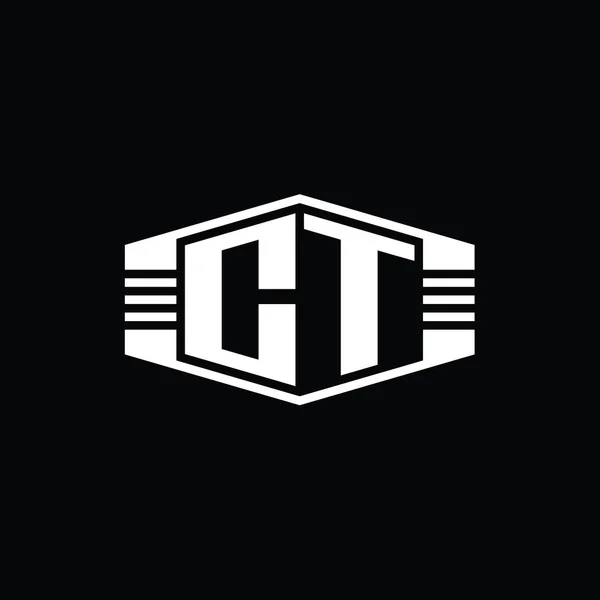 Forma Del Emblema Del Hexágono Del Monograma Del Logotipo Letter —  Fotos de Stock