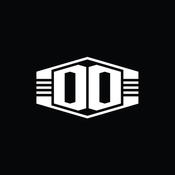 Carta Logo Monograma Hexágono Emblema Forma Con Rayas Esquema Estilo —  Fotos de Stock