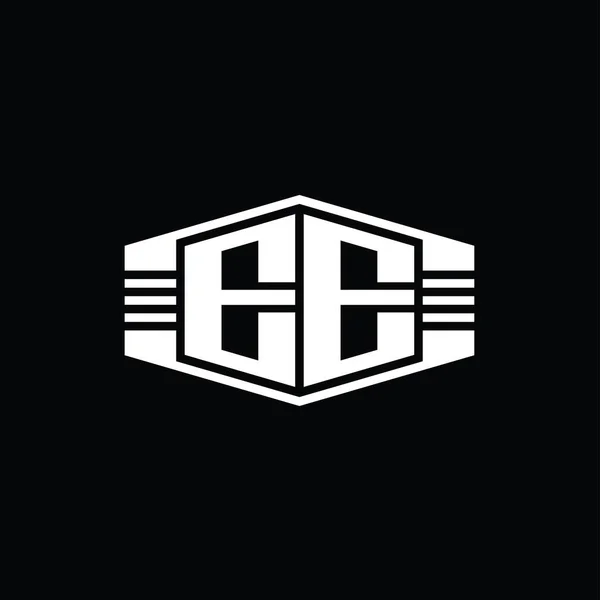 Logo Mongram Hexagon Emblem Shape Clades Outline Style Template — 스톡 사진