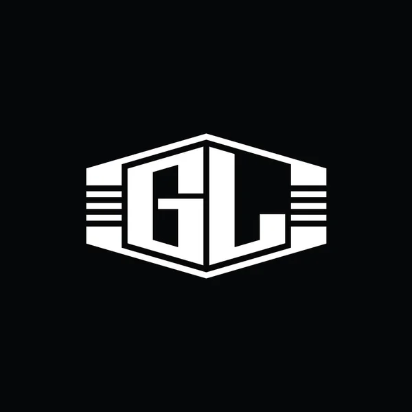 Letter Logo Monogram Hexagon Emblem Shape Clades Outline Style Template — 스톡 사진