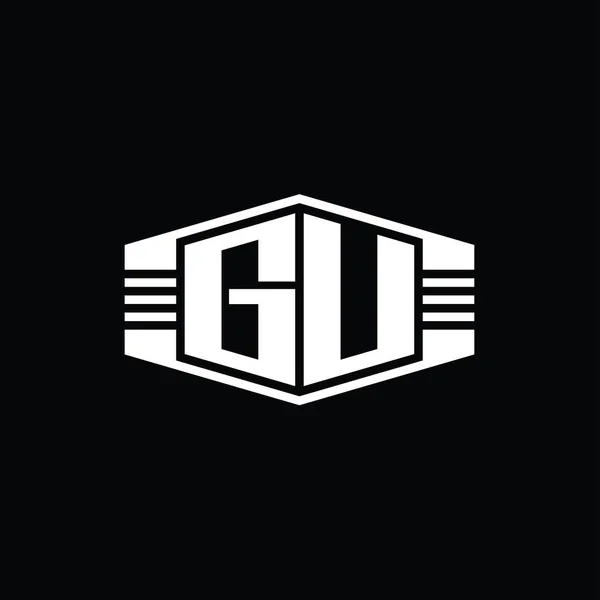 Levél Logo Monogram Hatszög Embléma Alakú Csíkok Körvonalazott Stílus Design — Stock Fotó