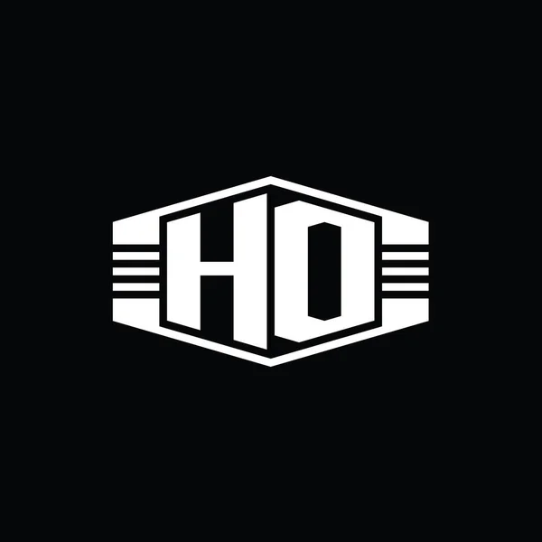 Lettre Logo Monogramme Hexagone Forme Emblème Avec Des Rayures Contour — Photo