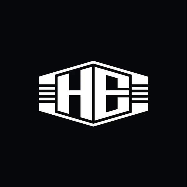 Buchstabe Logo Monogramm Sechseck Emblem Form Mit Streifen Umreißen Stil — Stockfoto