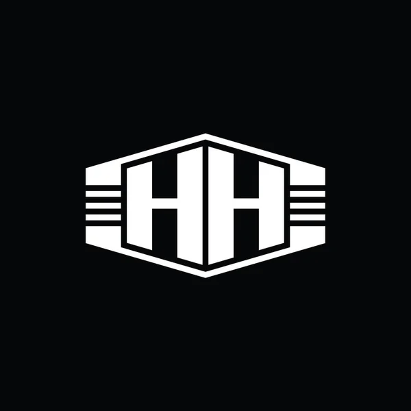 Эмблема Letter Logo Эмблемой Шестиугольника Контуром Полос Шаблон Дизайна — стоковое фото