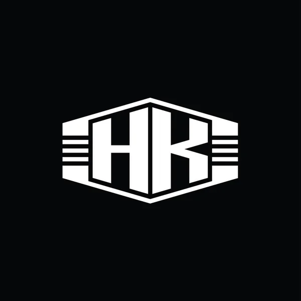 Letter Logotyp Monogram Hexagon Emblem Form Med Ränder Kontur Stil — Stockfoto