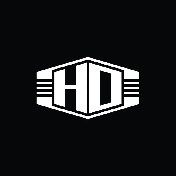 Letter Logo Monogram Hexagon Emblem Shape Stripes Outline Style Design — Stock Photo, Image