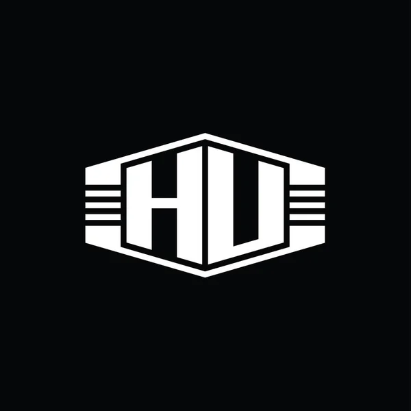 Buchstabe Logo Monogramm Sechseck Emblemform Mit Streifen Umreißen Stil Design — Stockfoto