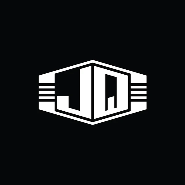 Літера Логотип Монограма Шестикутника Форми Емблеми Смугами Шаблон Стилю Дизайну — стокове фото