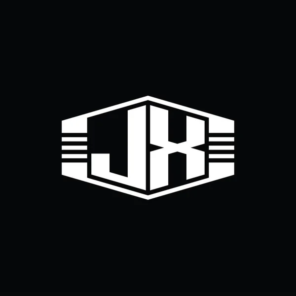 Letter Logo Monogram Hatszög Embléma Alakú Csíkok Körvonalazott Stílus Design — Stock Fotó
