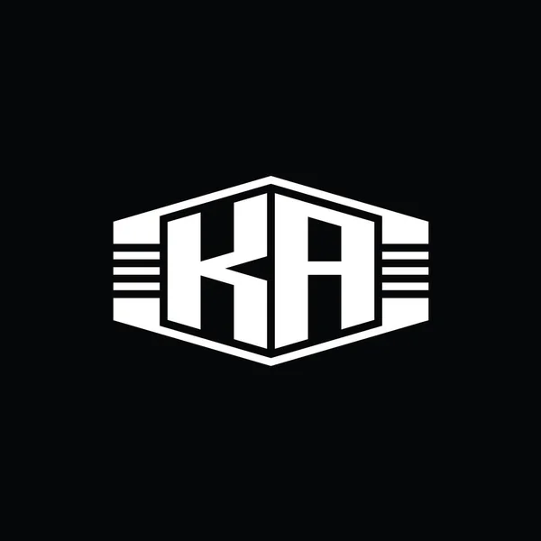 Эмблема Шестиугольника Эмблемы Логотипа Letter Logo Шаблоном Дизайна Контура Полос — стоковое фото