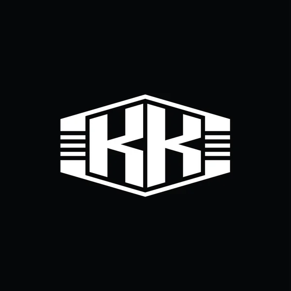 Harfi Logo Monogram Altıgen Amblemi Şekil Çizgili Ana Hatlar Biçim — Stok fotoğraf