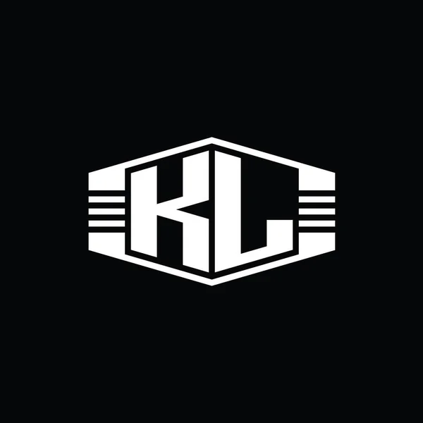 Letter Logo Monogram Hatszög Embléma Alakú Csíkok Körvonalazott Stílus Design — Stock Fotó