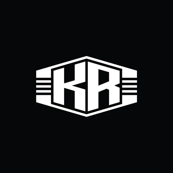 Çizgili Tasarım Şablonu Ile Harfi Logo Monogram Altıgen Amblemi Şekli — Stok fotoğraf
