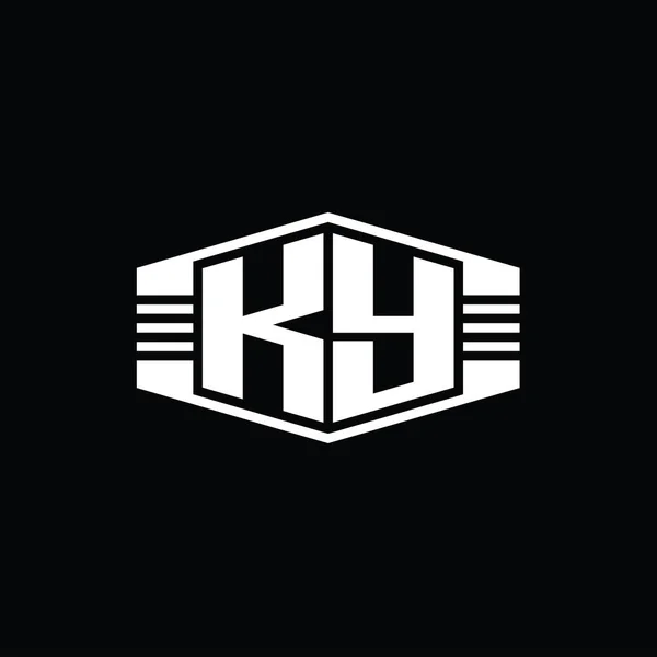 Çizgili Tasarım Şablonu Olan Harfi Logo Monogram Altıgen Amblemi Şekli — Stok fotoğraf