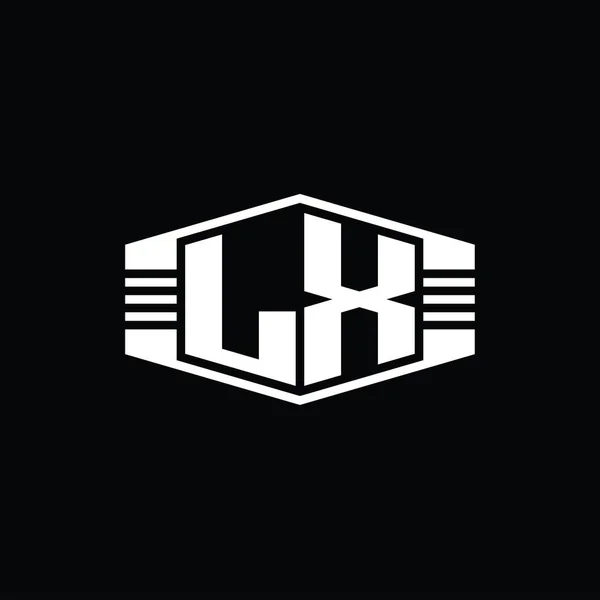 Letter Logo Μονόγραμμα Εξάγωνο Έμβλημα Σχήμα Ρίγες Περίγραμμα Στυλ Πρότυπο — Φωτογραφία Αρχείου