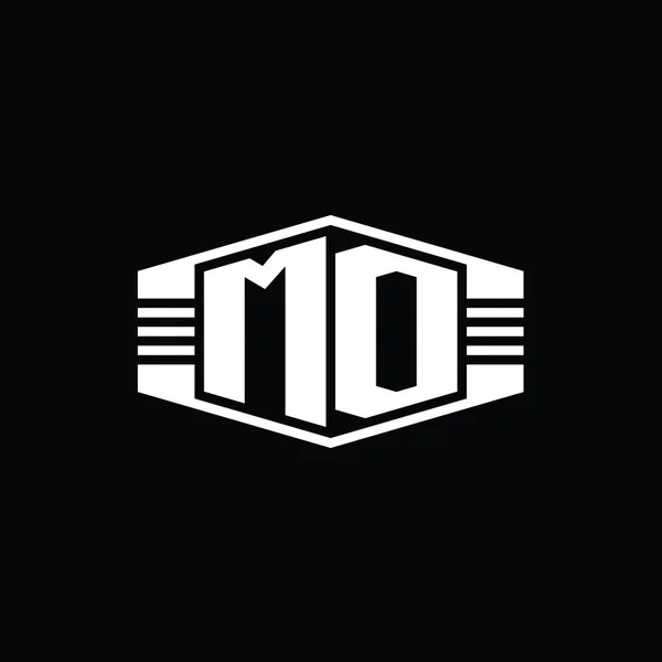 Harf Logosu Monogram Altıgen Amblem Şekli Çizgili Tasarım Biçimi Şablonu — Stok fotoğraf