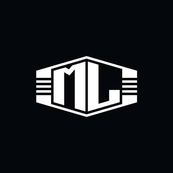 Letter Логотип Монограммы Шестиугольник Форма Эмблемы Полосами Очертания Стиль Шаблона — стоковое фото