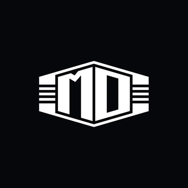 Эмблема Шестиугольника Эмблемы Letter Logo Шаблоном Оформления Набросков — стоковое фото