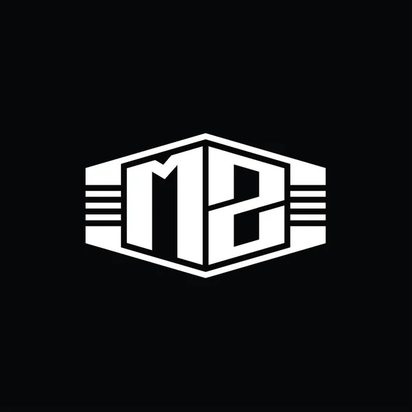 Літера Логотип Монограма Шестикутна Форма Емблеми Смугами Шаблон Стилю Дизайну — стокове фото