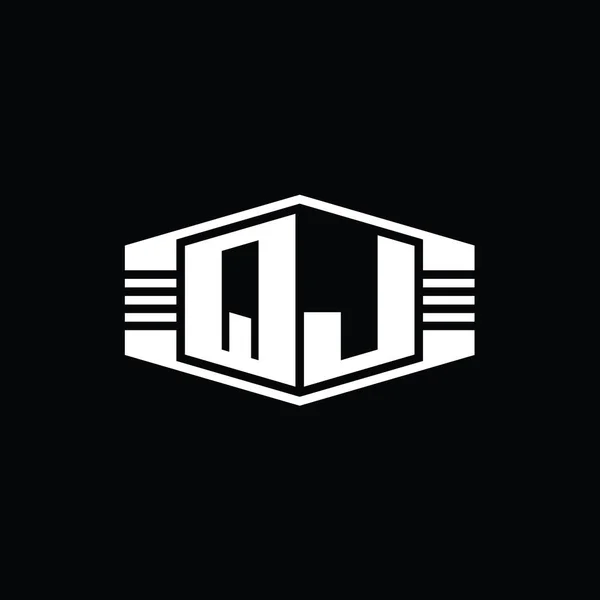 Буква Логотипа Шестиугольник Эмблема Формы Полосами Очертания Стиль Шаблона — стоковое фото