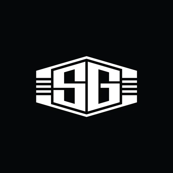 Логотип Логограмма Шестиугольник Эмблема Формы Полосами Очертания Стиль Шаблона — стоковое фото