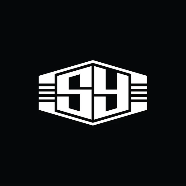 Letter Logo Monogram Hexagon Emblem Shape Stripes Outline Style Design — Stock Photo, Image