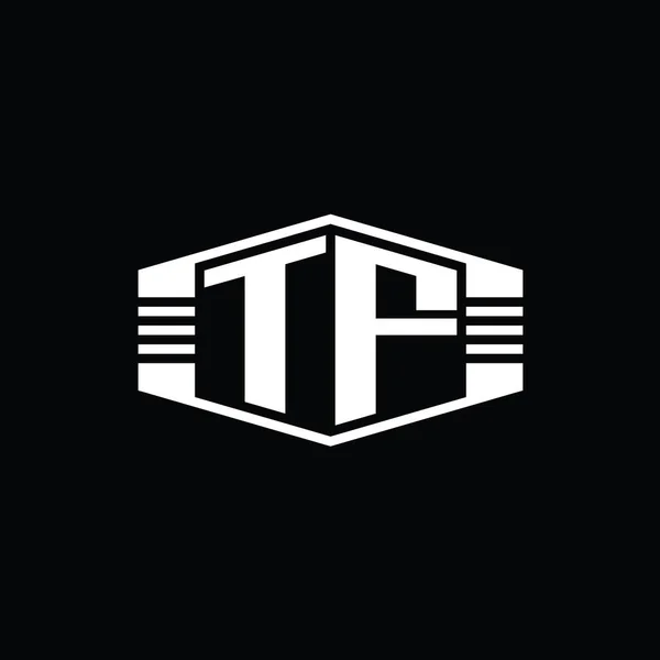 Форма Эмблемы Шестиугольника Логотипом Буквы Наброском Набросков Шаблона Дизайна — стоковое фото