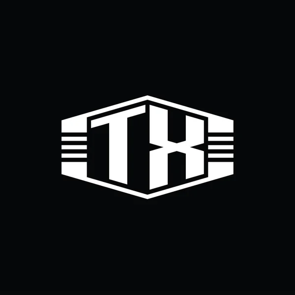 Txレターロゴモノグラム六角形エンブレム形状ストライプアウトラインスタイルデザインテンプレート — ストック写真