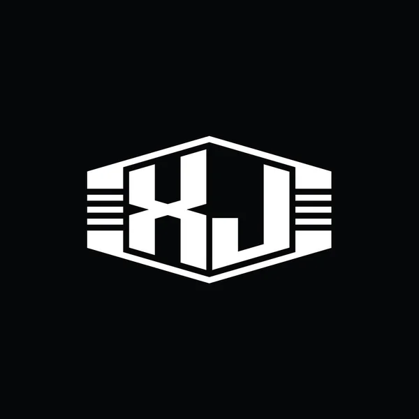 Forma Del Emblema Del Hexágono Del Monograma Del Logotipo Letra — Foto de Stock