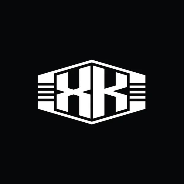 List Logo Monogram Sześciokąt Emblemat Kształt Paski Zarys Styl Szablon — Zdjęcie stockowe