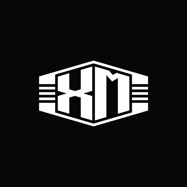 Letter Logo Monogramm Hexagon Emblem Form Mit Streifen Umreißen Stil — Stockfoto