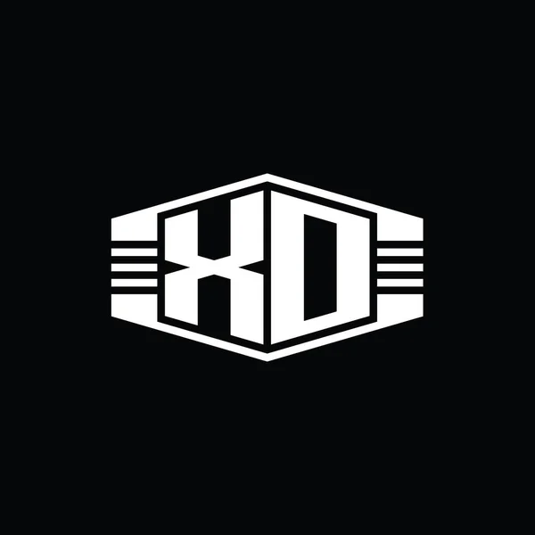 Letter Logo Monogram Hexagon Emblem Shape Clades Outline Style Template — 스톡 사진
