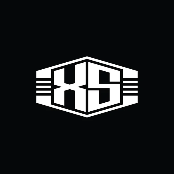 Letter Logo Monogramm Sechseck Emblem Form Mit Streifen Umreißen Stil — Stockfoto