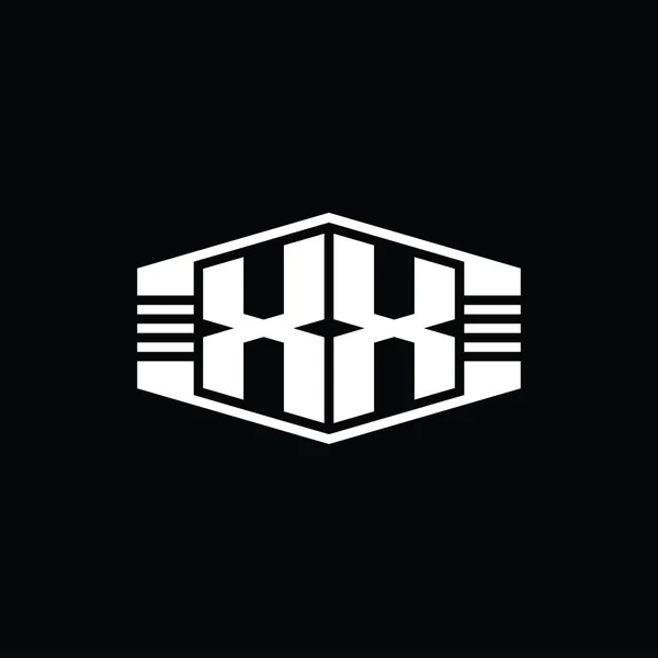 Xxレターロゴモノグラム六角形エンブレム形状ストライプアウトラインスタイルデザインテンプレート — ストック写真