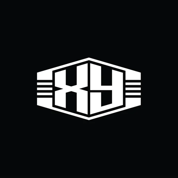 Letter Логотип Монограммы Шестиугольник Форма Эмблемы Полосами Очертания Стиль Шаблона — стоковое фото