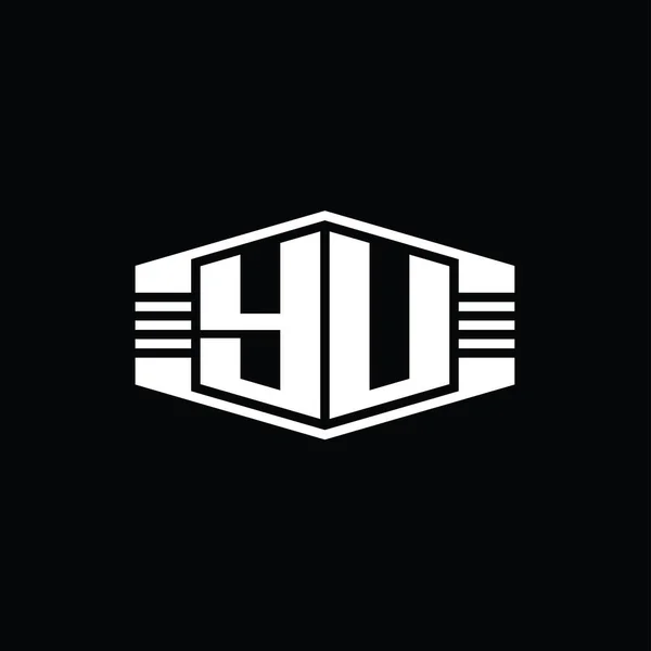Эмблема Шестиугольника Эмблемы Letter Logo Набросками Шаблона Оформления Стиля — стоковое фото