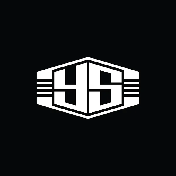 Letter Logo Monogram Bentuk Lambang Heksagon Dengan Garis Garis Pinggiran — Stok Foto