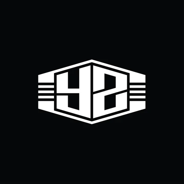 Çizgili Tasarım Şablonu Olan Harfi Logosu Monogram Altıgen Amblemi — Stok fotoğraf