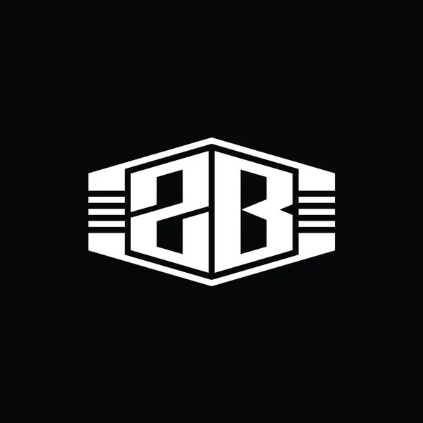 Логотип Логограмма Шестиугольник Эмблема Формы Полосами Очертания Стиль Шаблона — стоковое фото