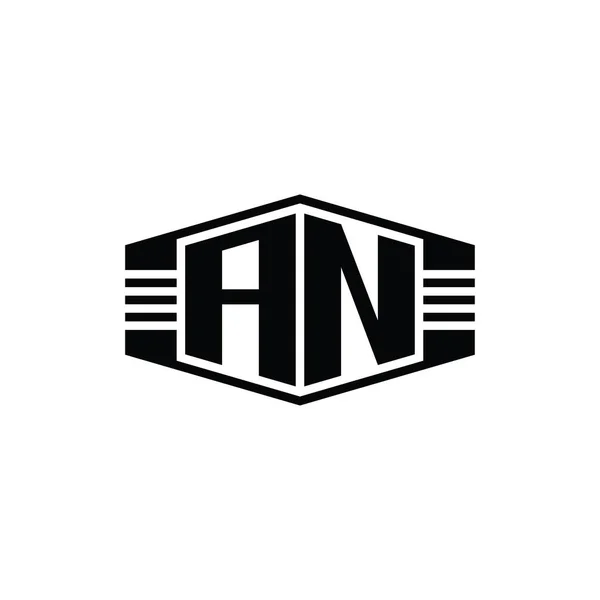 Forma Del Emblema Del Hexágono Del Monograma Del Logotipo Letter — Foto de Stock